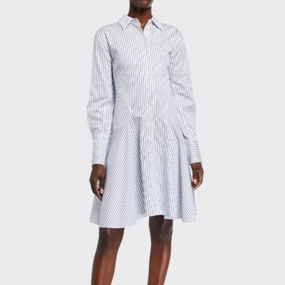Jason Wu Striped Long Sleeve Cotton Dress